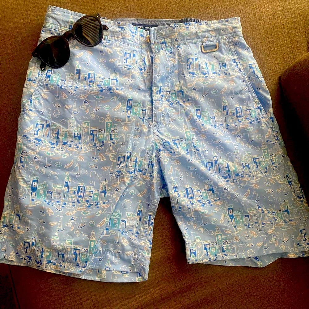 NWOT Men’s Peter Millar Collection Small Swim Trunks Marina Print